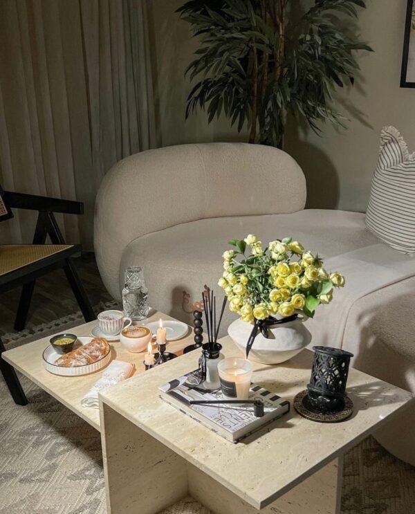 ⁦طاولة رخام ترفنتينو دورين 40*80⁩ - الصورة ⁦4⁩
